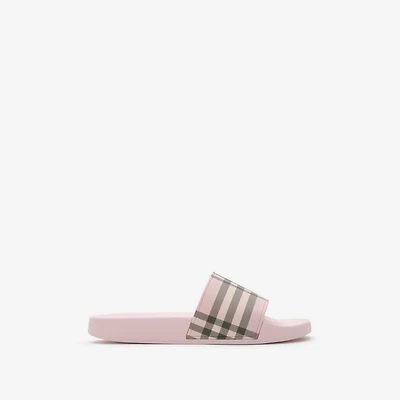Check Slides in Mallow pink - Women | Burberry® Official