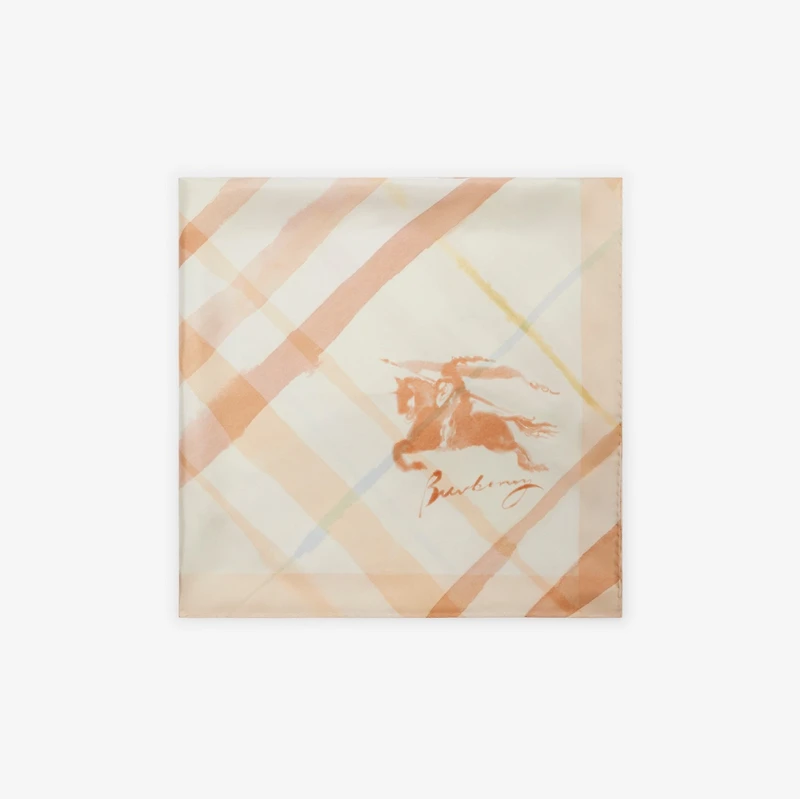 Watercolour Check Silk Scarf in Shell | Burberry® Official