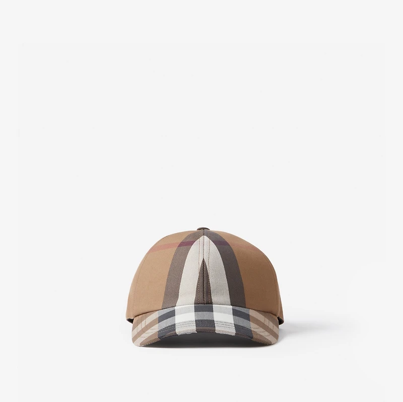 Check Cotton Baseball Cap in Dark birch brown - Men | Burberry® Official