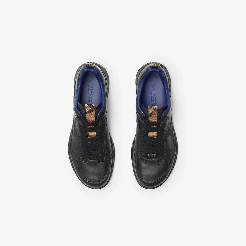 Leather Matrix Sneakers in Black - Men | Burberry® Official