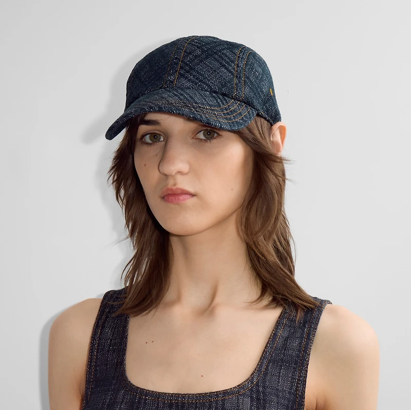 Check Denim Baseball Cap in Indigo - Men | Burberry® Official
