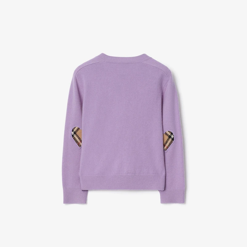 Check Patch Wool Cashmere Cardigan in Lilac purple | Burberry® Official