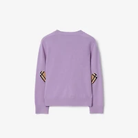 Check Patch Wool Cashmere Cardigan in Lilac purple | Burberry® Official