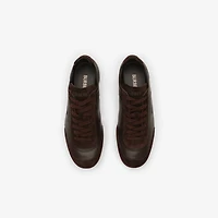 Leather Knight Runner Sneakers​ in Moorhen brown - Women | Burberry® Official