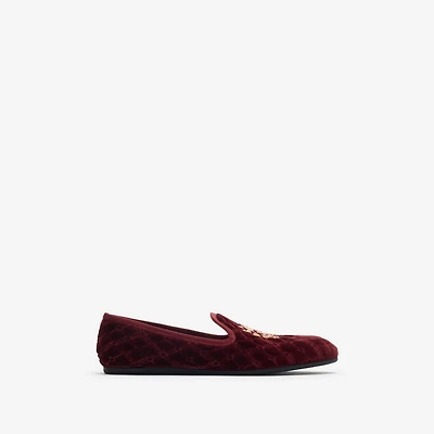 Quilted Velvet Estate Slippers​​ in Wine red - Women | Burberry® Official