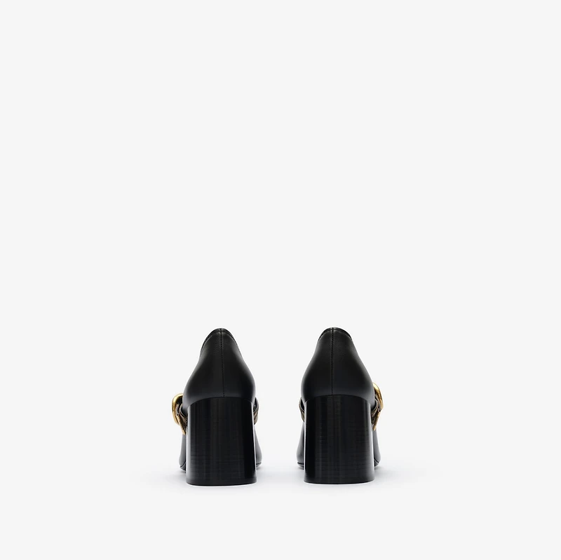 Check Strap Leather Robin Shoes in Black - Women | Burberry® Official