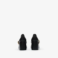 Check Strap Leather Robin Shoes in Black - Women | Burberry® Official