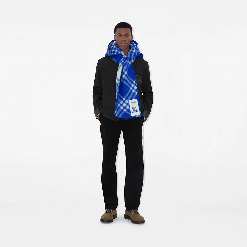 Check Wool Hooded Scarf in Knight | Burberry® Official