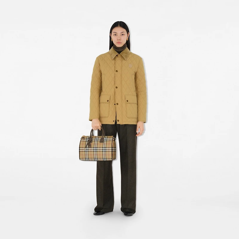 Medium Check Bowling Bag in Military - Women | Burberry® Official