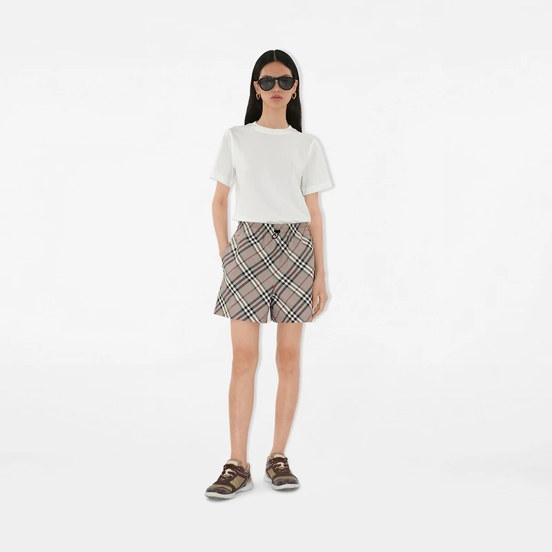 Check Shorts in Mauve grey - Women, Nylon | Burberry® Official