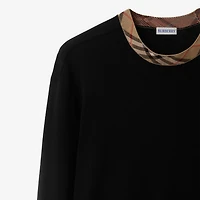 Check Trim Wool Sweater in Black - Men | Burberry® Official