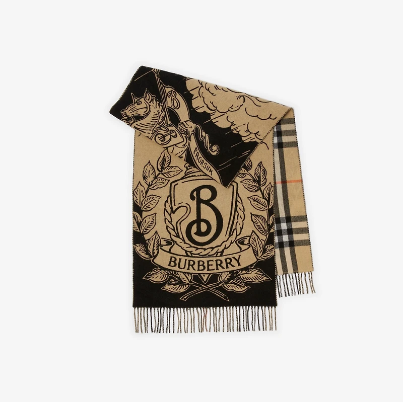 Wide Reversible Stormy Knight Scarf in Sand | Burberry® Official