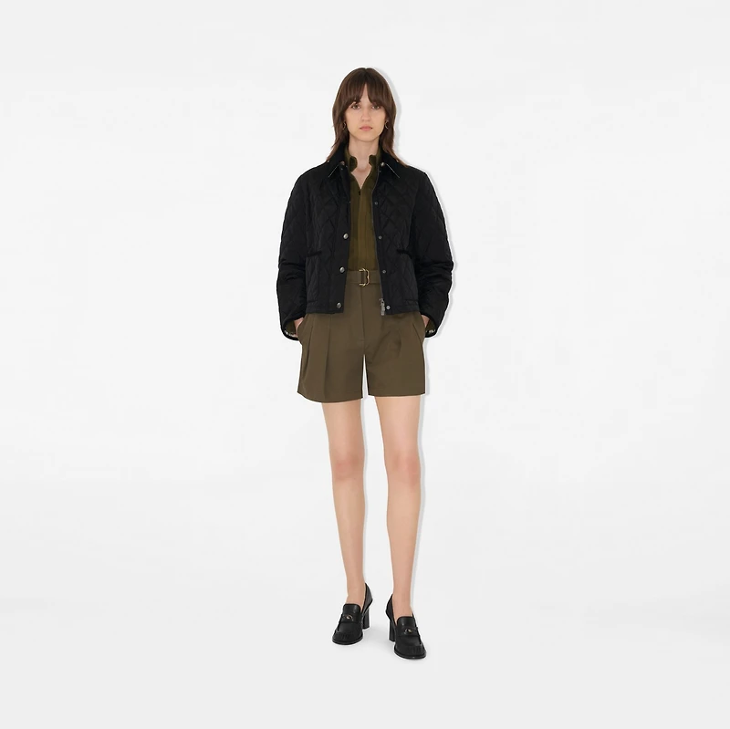 Cropped Quilted Nylon Jacket in Black/sand - Women | Burberry® Official