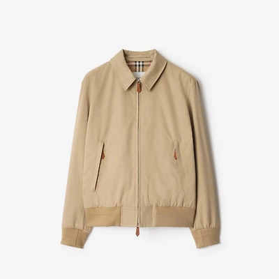 Gabardine Harrington Jacket in Honey beige - Men, Cotton Gabardine | Burberry® Official