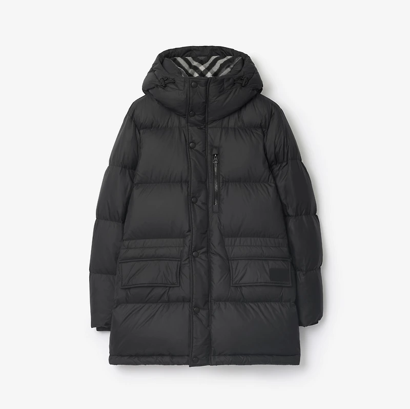 Nylon Hooded Puffer Jacket in