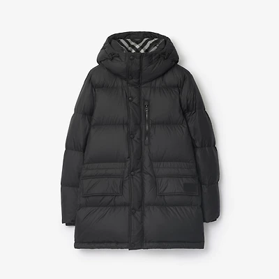 Nylon Hooded Puffer Jacket in