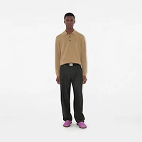 Long-sleeve Cashmere Blend Polo Shirt in Flax beige - Men | Burberry® Official