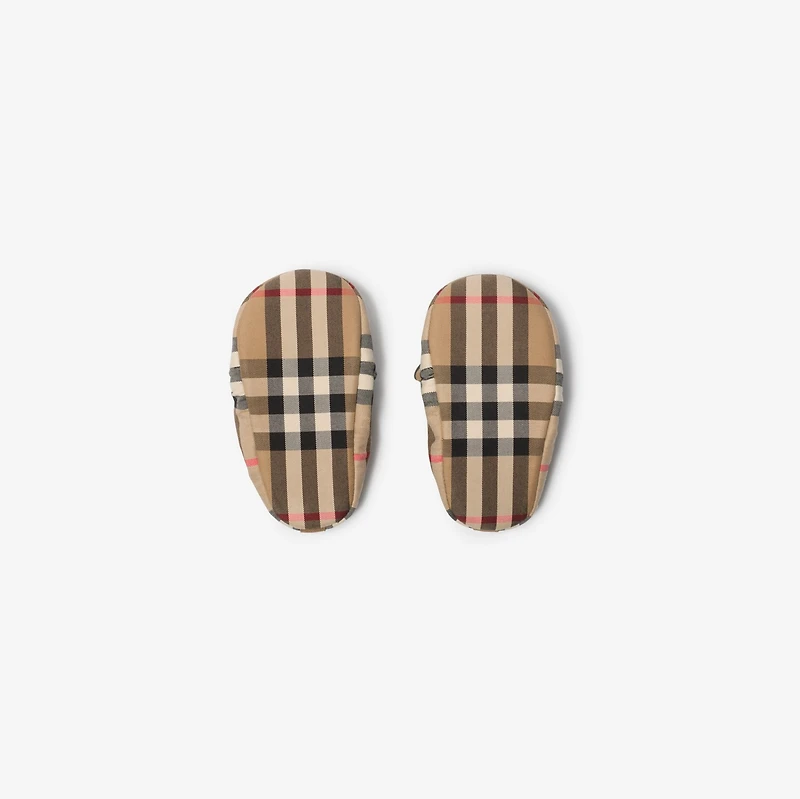 Thomas Bear Check Cotton Booties in Sand beige - Children | Burberry® Official