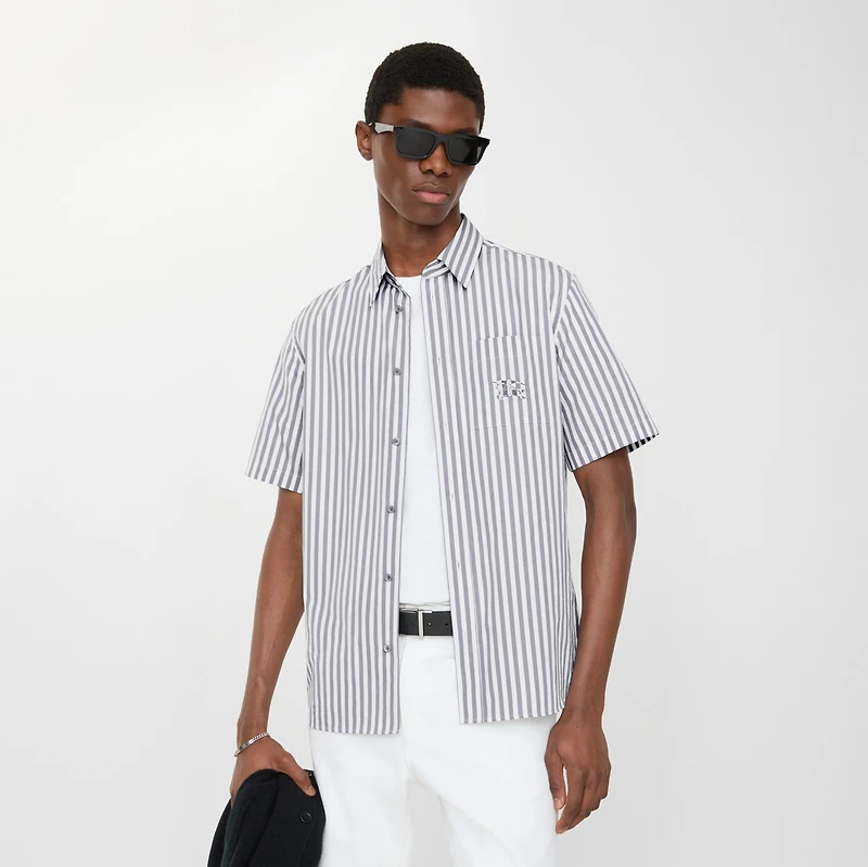 Striped Cotton Poplin Shirt in Marble grey/white - Men | Burberry® Official