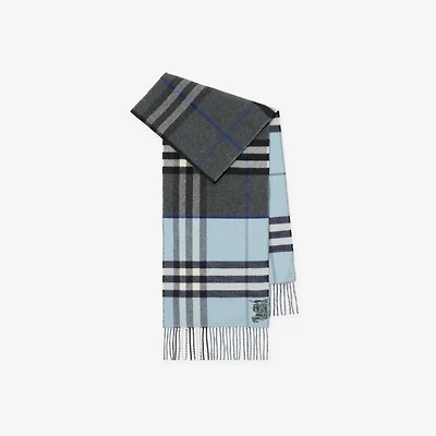 Contrast Check Cashmere Scarf in Marlborough grey/bank grey | Burberry® Official