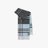 Contrast Check Cashmere Scarf in Marlborough grey/bank grey | Burberry® Official