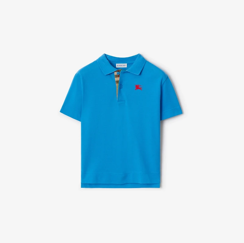 Cotton Piqué Polo Shirt in Poppy blue | Burberry® Official