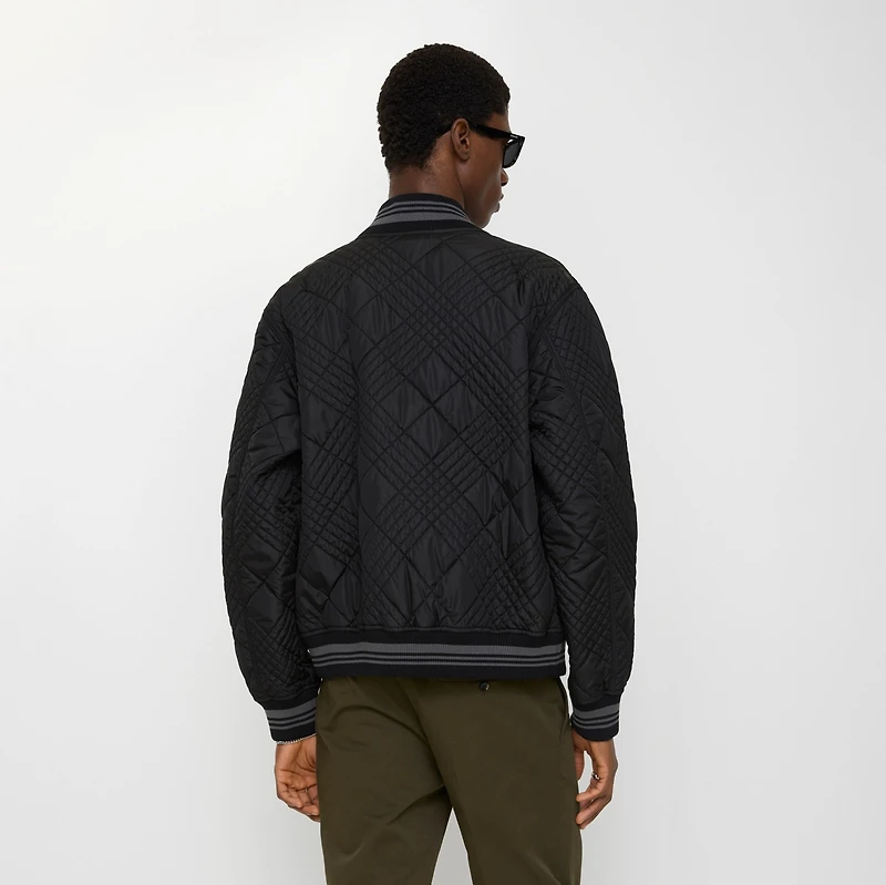 Micro Check-stitch Rakewood Bomber Jacket in Black - Men | Burberry® Official