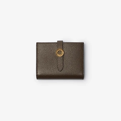 Grainy Leather Bifold Wallet in Ebony brown - Women | Burberry® Official