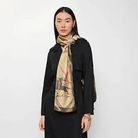 Wide Watercolour Check Silk Scarf in Sand beige | Burberry® Official