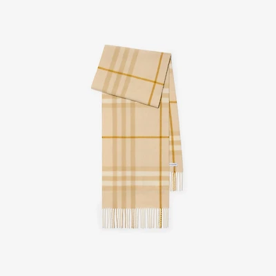 Check Cashmere Scarf in White denim | Burberry® Official