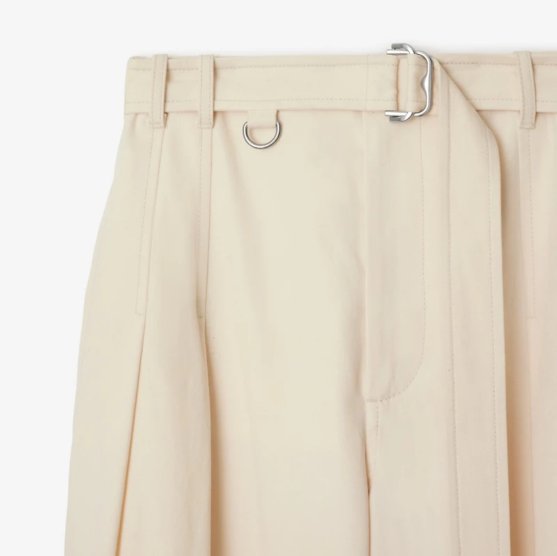 Gabardine Belted Trousers in Lunar - Women, Cotton | Burberry® Official