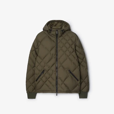Check-stitch Nylon Doversgreen Puffer Jacket in Marsh green - Men | Burberry® Official