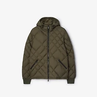 Check-stitch Nylon Doversgreen Puffer Jacket in Marsh green - Men | Burberry® Official
