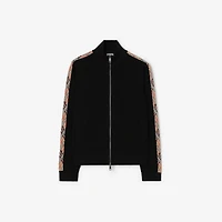 Check Trim Cotton Track Jacket in Black - Men | Burberry® Official