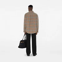 Oversized Fit Check Cotton Linen Shirt in Nut - Men | Burberry® Official