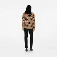 Check Wool Mohair Blend Cardigan in Sand - Women, Nylon | Burberry® Official
