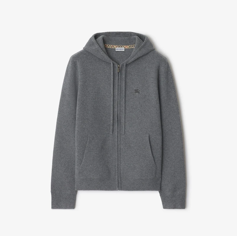 Cashmere Blend Zip Hoodie in Grey - Men | Burberry® Official