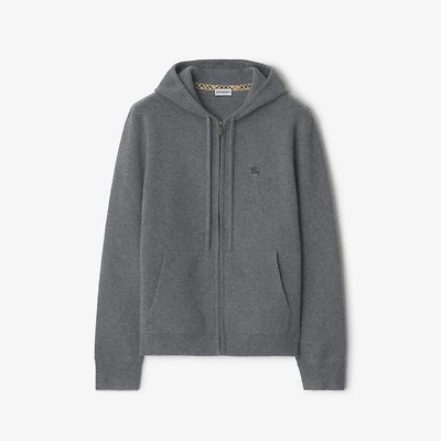 Cashmere Blend Zip Hoodie in Grey - Men | Burberry® Official