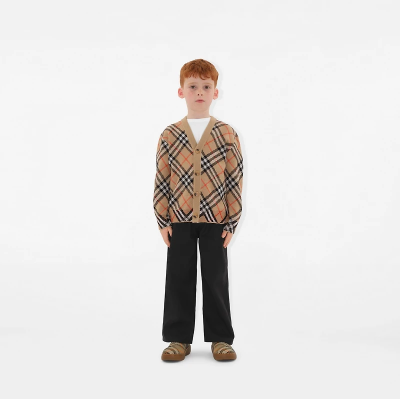 Check Wool Cardigan in Sand | Burberry® Official