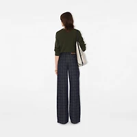 Check Trim Wool Sweater in Shale - Women | Burberry® Official