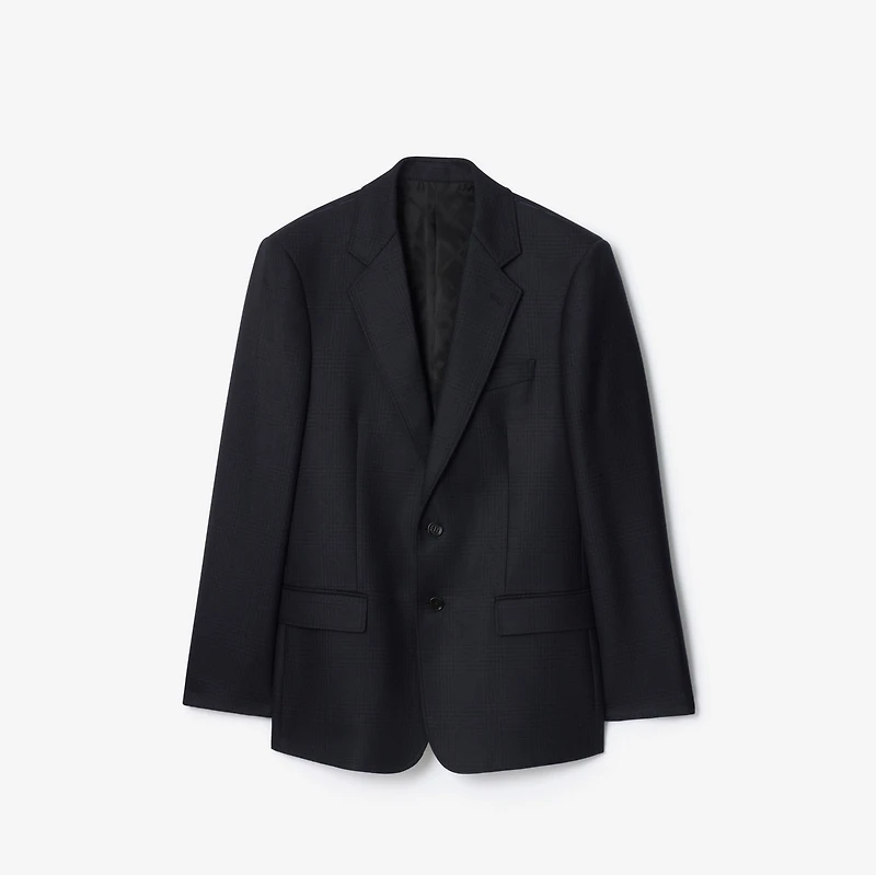 Check Wool Tailored Jacket in Tarmac grey/dark pewter grey - Men | Burberry® Official
