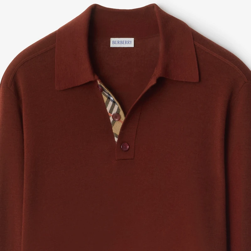 Long-sleeve Wool Polo Shirt in Box red - Men | Burberry® Official