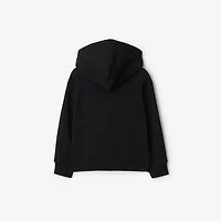 Check Trim Cotton Zip Hoodie in Black | Burberry® Official
