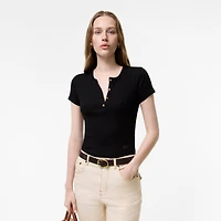 Cropped Cotton T-shirt in Black - Women | Burberry® Official