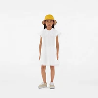 Tulle Collar Cotton Dress in White | Burberry® Official