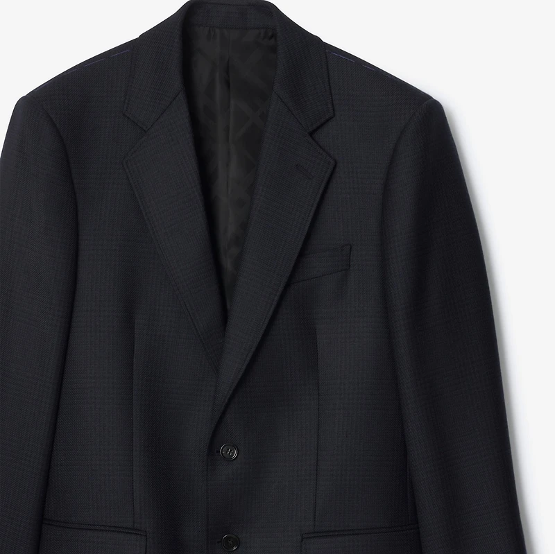 Check Wool Tailored Jacket in Tarmac grey/dark pewter grey - Men | Burberry® Official