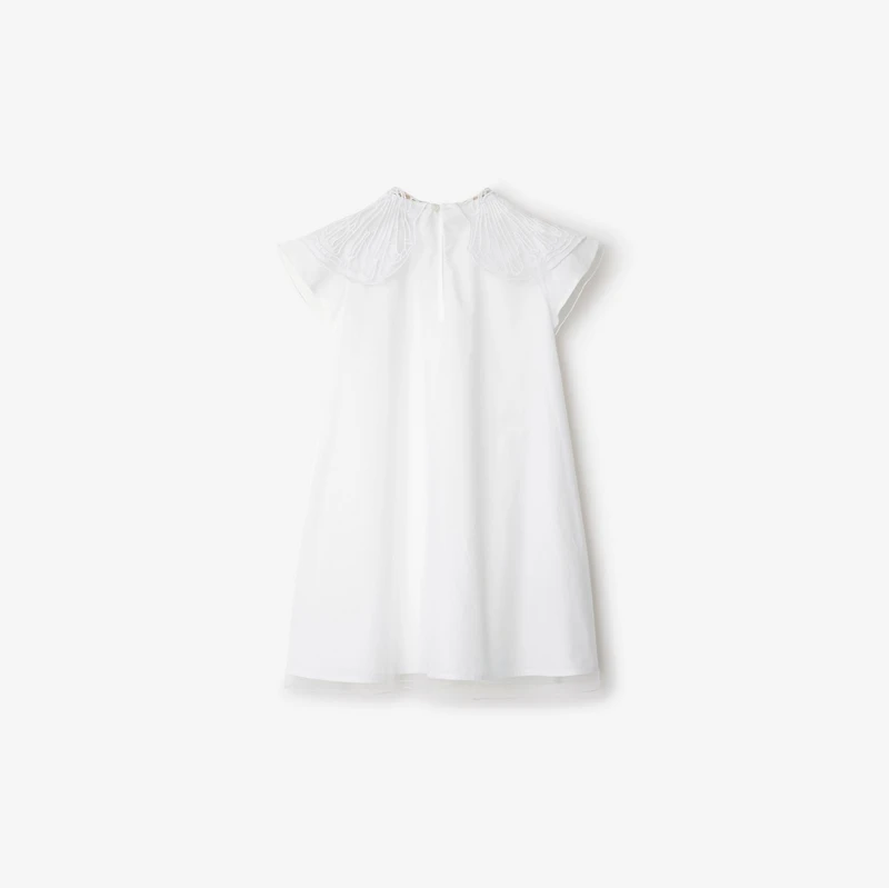 Tulle Collar Cotton Dress in White | Burberry® Official