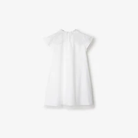 Tulle Collar Cotton Dress in White | Burberry® Official