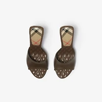 Leather Cabana Mules in Loch - Women | Burberry® Official