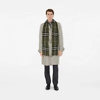 Wide Check Wool Scarf in Pea | Burberry® Official